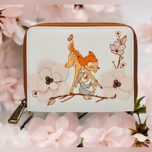 NWT Loungefly Disney Bambi 3D cherry blossom zip around wallet